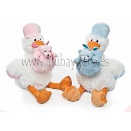 Set 2 peluche cigüeña 0+ meses rosa/azul 40 cm alto