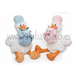 Set 4 peluche cigüeña 0+ meses azul/rosa 22 cm alto