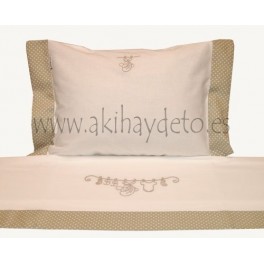 Juego Cama Bebé Barra-Lunares Beige