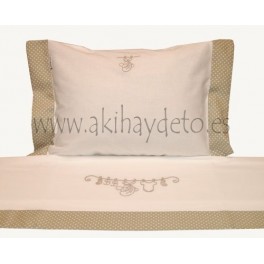 Juego Cama Bebé Barra-Lunares Beige